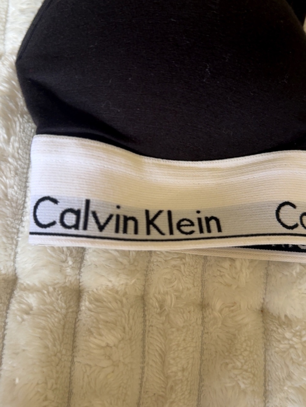 Calvin Klein Black Bralette/Sports Bra with White Logo Band - Picture 3 of 9